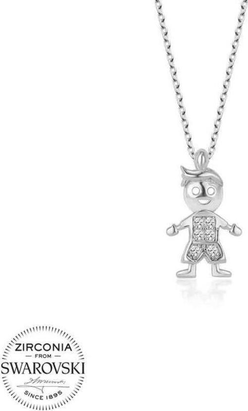 Swarovski Taşlı Gümüş Çocuk Bayan Kolye