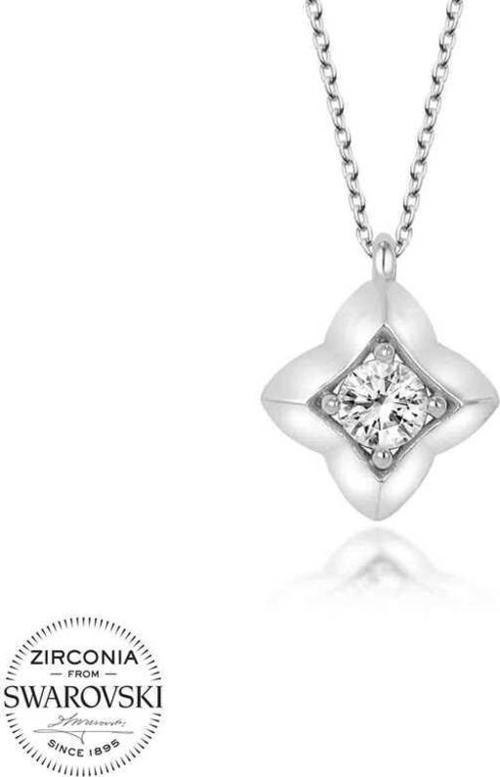 Swarovski Taşlı Gümüş Dörtgen Bayan Kolye