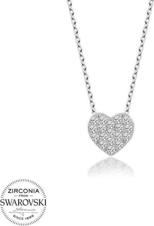 Swarovski Taşlı Gümüş Kalp Bayan Kolye