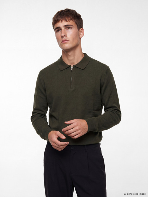 LCW Vision Haki Polo Yaka Erkek Triko Kazak