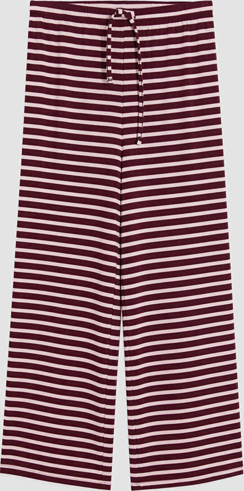 LCW DREAM Kahverengi Beli Lastikli Çizgili Kadın Pijama Altı