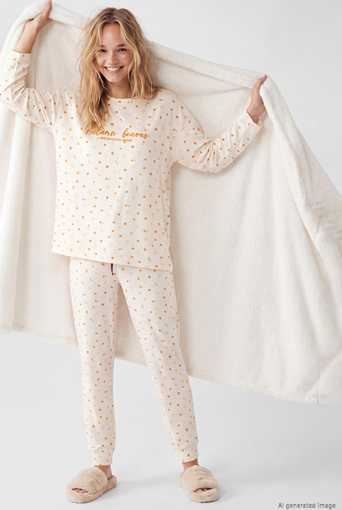 LCW DREAM Pembe Bisiklet Yaka Polar Kadın Pijama Takımı