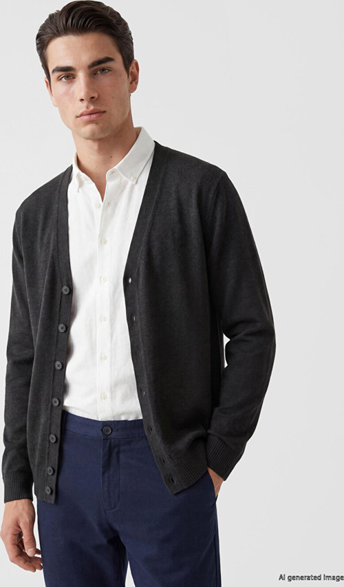 LCWAIKIKI Classic Kahverengi Regular Fit V Yaka Erkek Triko Hırka