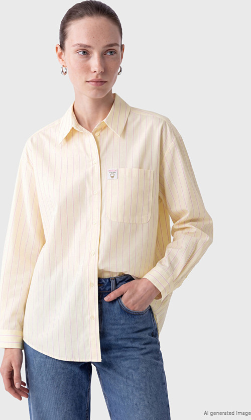 LCW Comfort Sarı Çizgili Kadın Gömlek