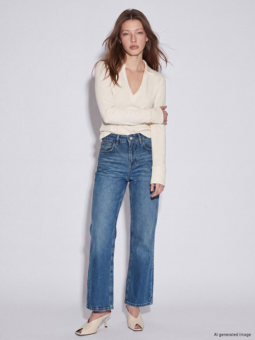 LCW Jeans İndigo Petite Straight Fit Kadın Jean Pantolon