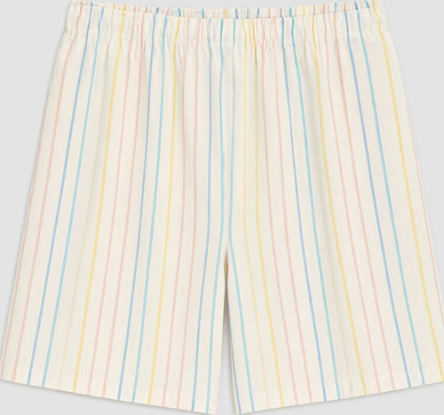 LCW Young Ekru Beli Lastikli Çizgili Kadın Şort Pijama Altı