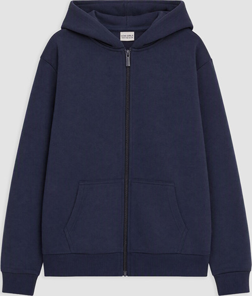 LCW Kids Lacivert Kapüşonlu Kalın Kız Çocuk Fermuarlı Sweatshirt