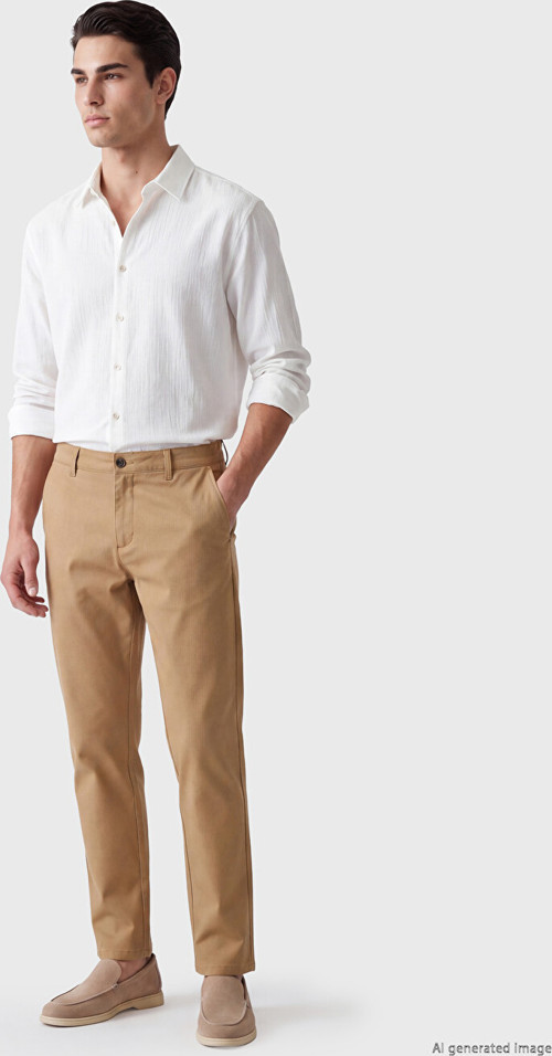 LCWAIKIKI Classic Bej Regular Fit Gabardin Erkek Chino Pantolon