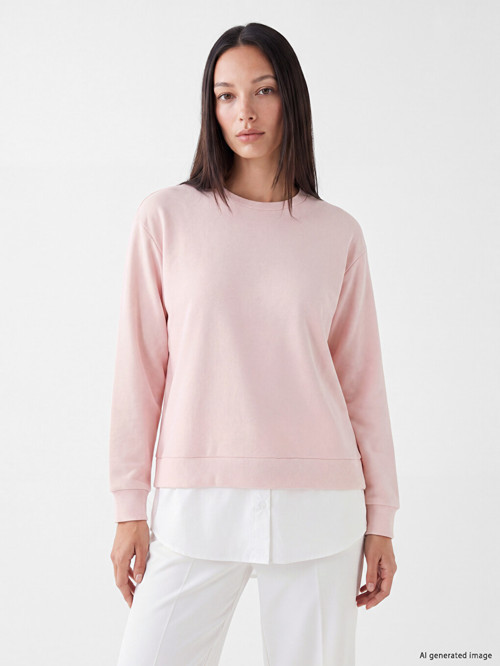 LC WAIKIKI Pembe Bisiklet Yaka Kadın Sweatshirt Tunik
