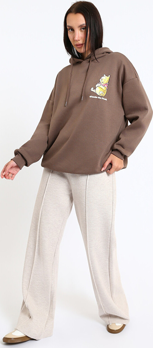 LCW Comfort Bej Beli Lastikli Geniş Paça Kadın Eşofman Altı