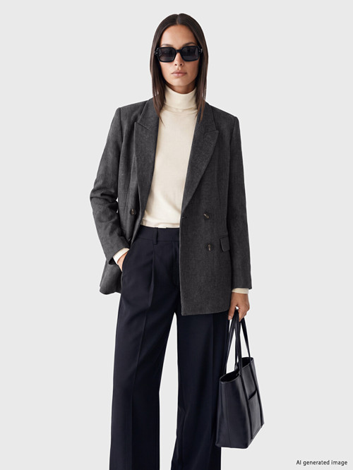 LCW STUDIO Kahverengi Kruvaze Yaka Kadın Blazer Ceket