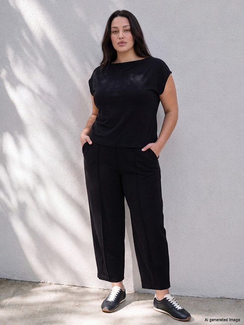 LCW Curve Siyah Büyük Beden Soft Touch Kadın Pantolon