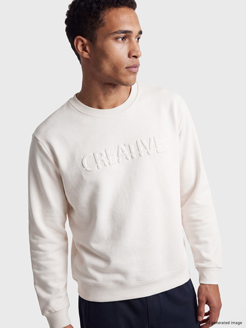 LCW Vision Gri Bisiklet Yaka Baskılı Erkek Kalın Sweatshirt