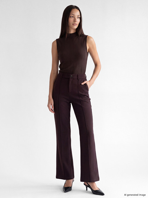 LCWAIKIKI Classic Bordo Dar Fit İspanyol Paça Kadın Pantolon