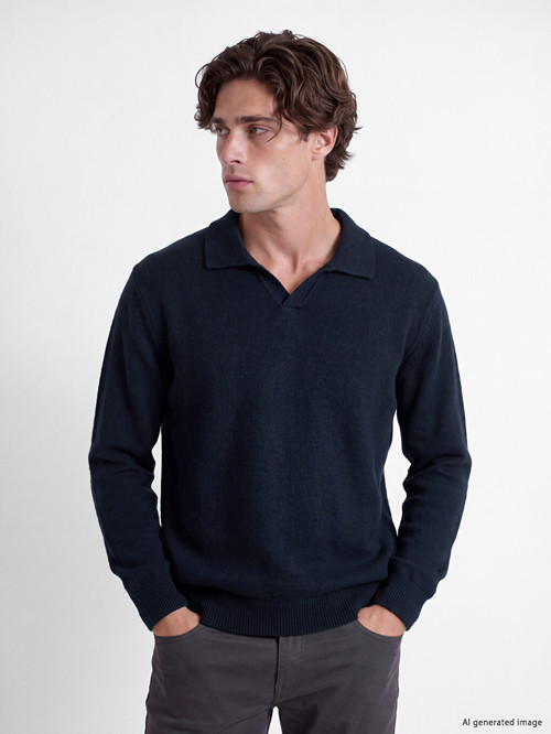 LCW Vision Lacivert Polo Yaka Erkek Triko Kazak