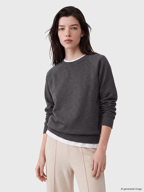 LCW Comfort Antrasit Bisiklet Yaka Kadın Sweatshirt
