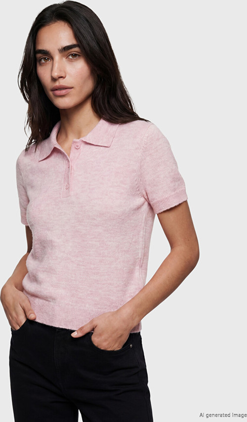 LCW Vision Pembe Polo Yaka Kadın Triko Kazak