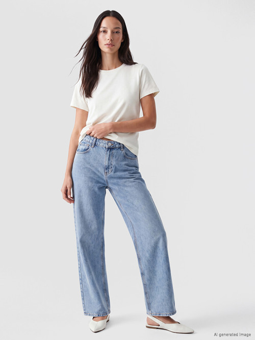 LC WAIKIKI Mavi Yüksek Bel Straight Fit Kadın Jean Pantolon