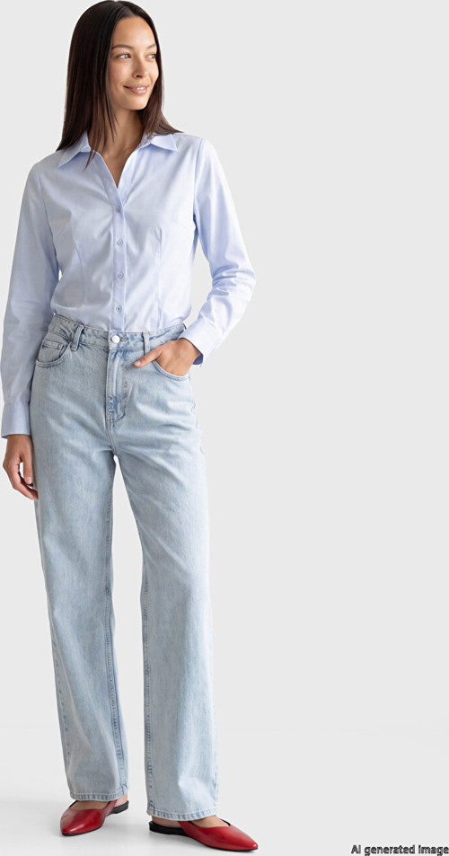 LC WAIKIKI Mavi Yüksek Bel Straight Fit Kadın Jean Pantolon