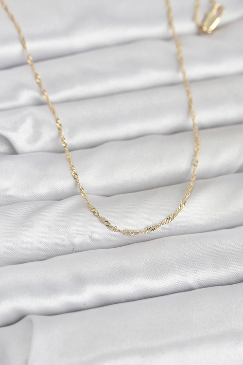 CM 14K Gold Renk Burgu Model 60 cm Kadın Kolye 5886 - GGGGGG5412-3412