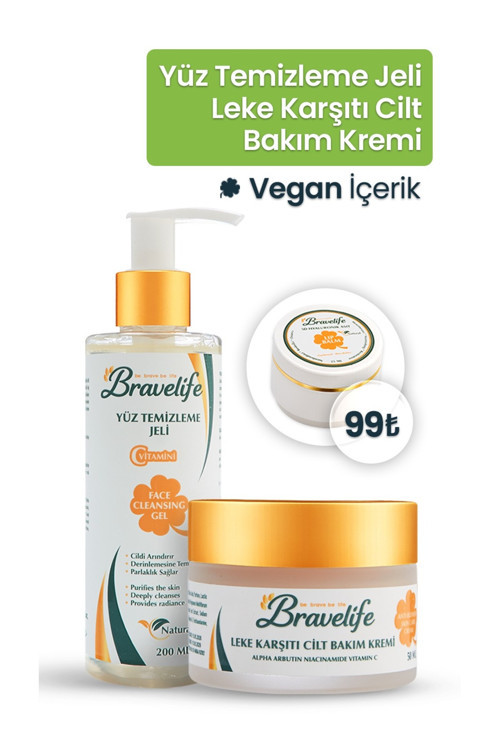 C Vitamini Yüz Temizleme Jeli ve Leke Karşıtı Cilt Bakım Kremi 2’li Set