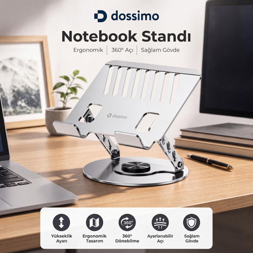 Laptop Notebook Tablet İçin Metal Stand Ayarlanabilen 360 Derece Dönebilen Ergonomik