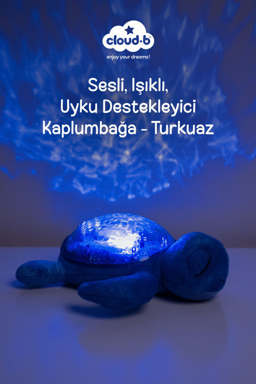 Ağlama Sensörlü ve Melodili Kamplumbağa Uyku Arkadaşı 28x27x10 cm (Mavi)