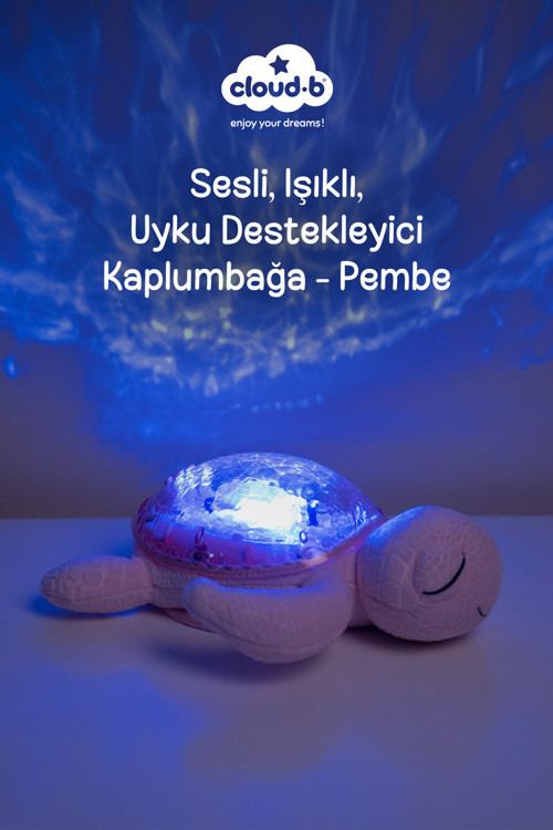 Ağlama Sensörlü ve Melodili Kamplumbağa Uyku Arkadaşı 28x27x10 cm (Pembe)