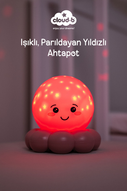 Parıldayan Yıldızlı Ahtapot Gece Lambası 11 cm (Pembe)