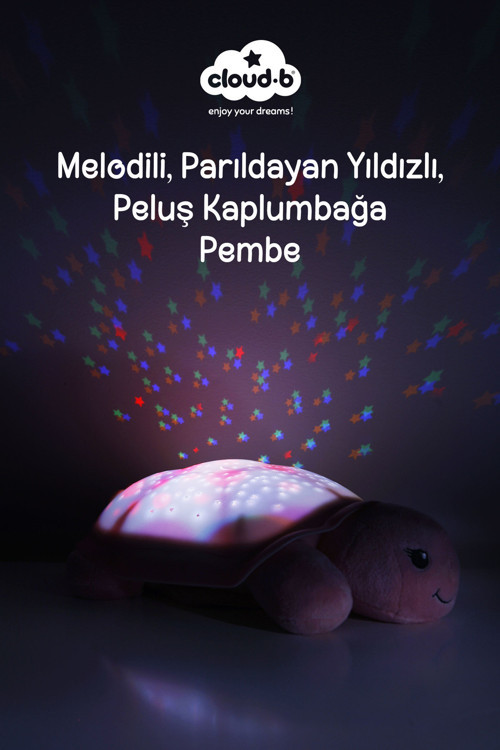 Melodili Peluş Kaplumbağa Uyku Arkadaşı 29,5x20x10,5 cm (Pembe)