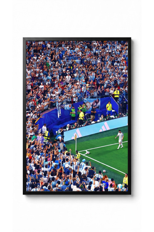 Lionel Messi the GOAT Siyah Çerçeveli Motivasyon Tasarım Tablo 35x50 Futbol