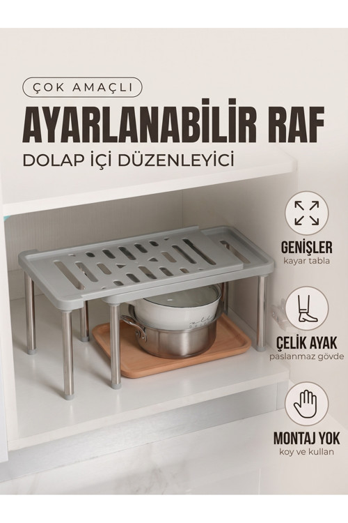 Ayarlanabilir Plastik Raf Dolap İçi Düzenleyici Genişleyebilir Mutfak Banyo Rafı
