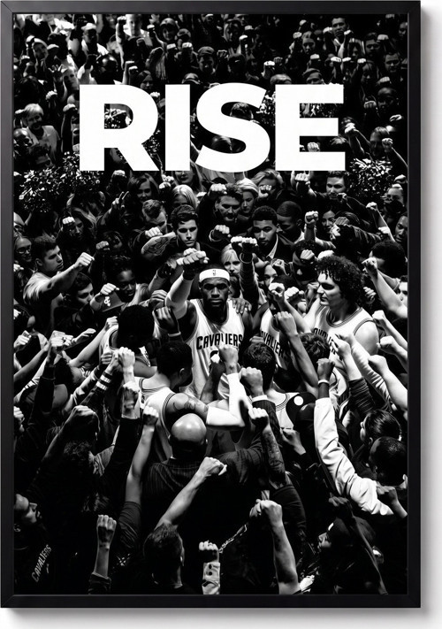 RISE Siyah Çerçeveli Motivasyon Tasarım Tablo 35x50 Futbol