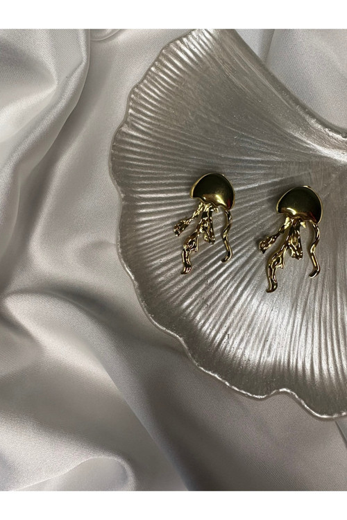 Medusa Gold Çelik Küpe – Deniz Figürlü, Kararma Yapmaz-316L
