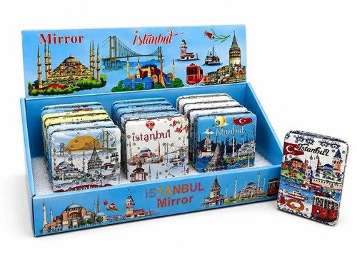 Taşlı İstanbul Temalı Kalın El Aynası Alk5822