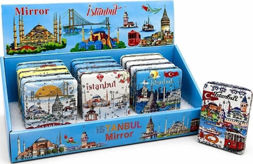 Taşlı İstanbul Temalı Kalın El Aynası Alk5822