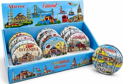Taşlı İstanbul Temalı İnce El Aynası Alk5821