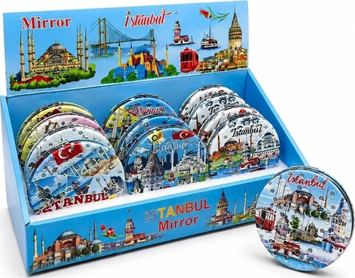 Taşlı İstanbul Temalı İnce El Aynası Alk5819