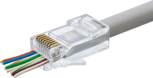Hdx5030 100lü Cat6 Konnektör Ez Rj45 Paket Şeffaf Yeni Nesil Delikli (KDO)