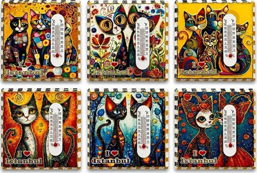 Kedi Tasarımı İstanbul Temalı Buzdolapı Süsü Magnet Alk5406