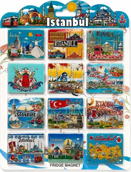 İstanbul Temalı Silikon Buzdolapı Süsü Magnet 12'li Set Alk5806