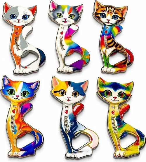 Kedi Tasarımı İstanbul Temalı Buzdolapı Süsü Magnet Alk5409
