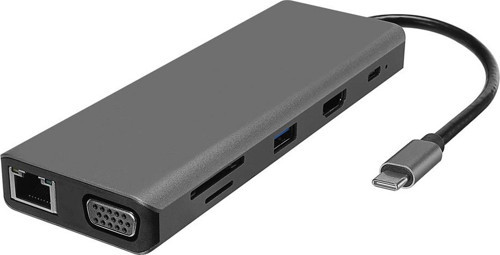HY-USBC32 4K-2K Ultra HD Gri Metal 5x USB2.0-USB3.0 100M RJ45 PD, TypeC Data, ö (KDO)