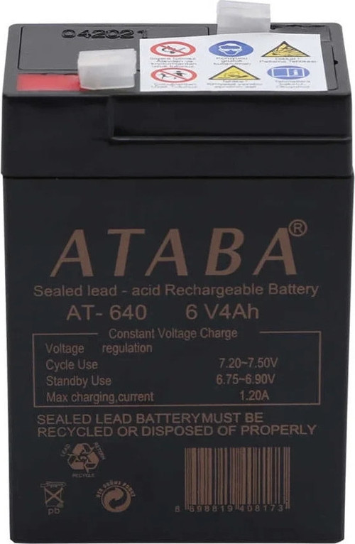 Ataba At-640 6v 4ah Işıldak Aküsü