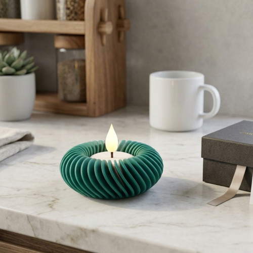 Modern Tasarım LED Tealight Yuvarlak Yeşil Mumluk – Dekoratif Masa Üstü Aksesuarı Yeşil