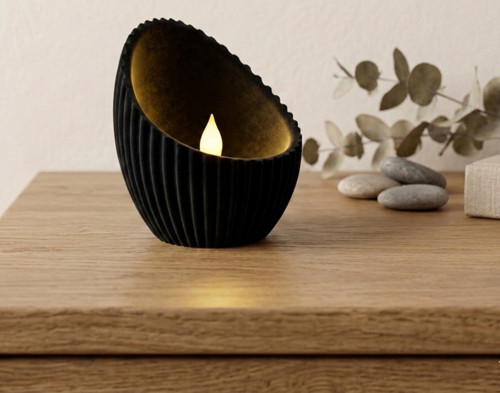 Minimalist Estetik Modern Tasarım Mumluk Dekoratif Obje Siyah