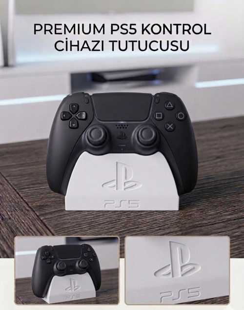 PS5 DualSense Premium Stand – Masaüstü Oyun Kolu Tutucu - Şık ve Minimalist Tasarım - Beyaz