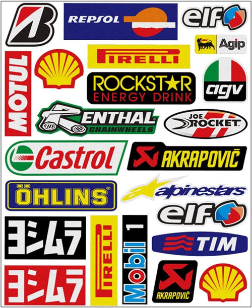 Araba, Motosiklet, Bisiklet, Kask Sponsor Sticker Seti, Çıkartma Etiketi B1 Model