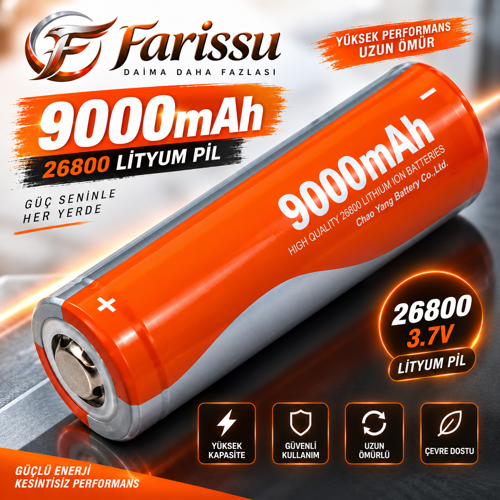 3.7V 9000 mAh Şarj Edilebilir Li-ion (Lityum-İyon) Pil