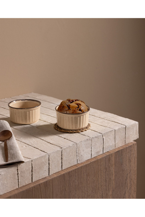 Kleby 2'li Natural Sufle Kabı - Krem - 10 cm